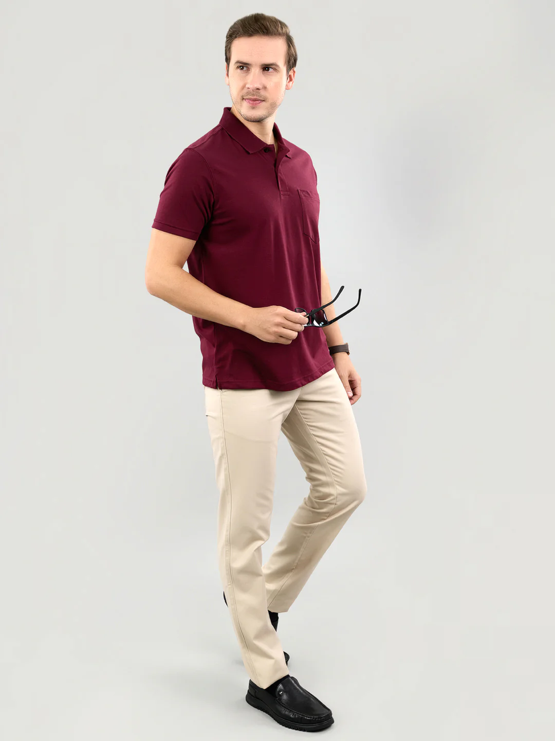 Men Maroon Solid Polo Collar Half Sleeve T-Shirt - Image 7