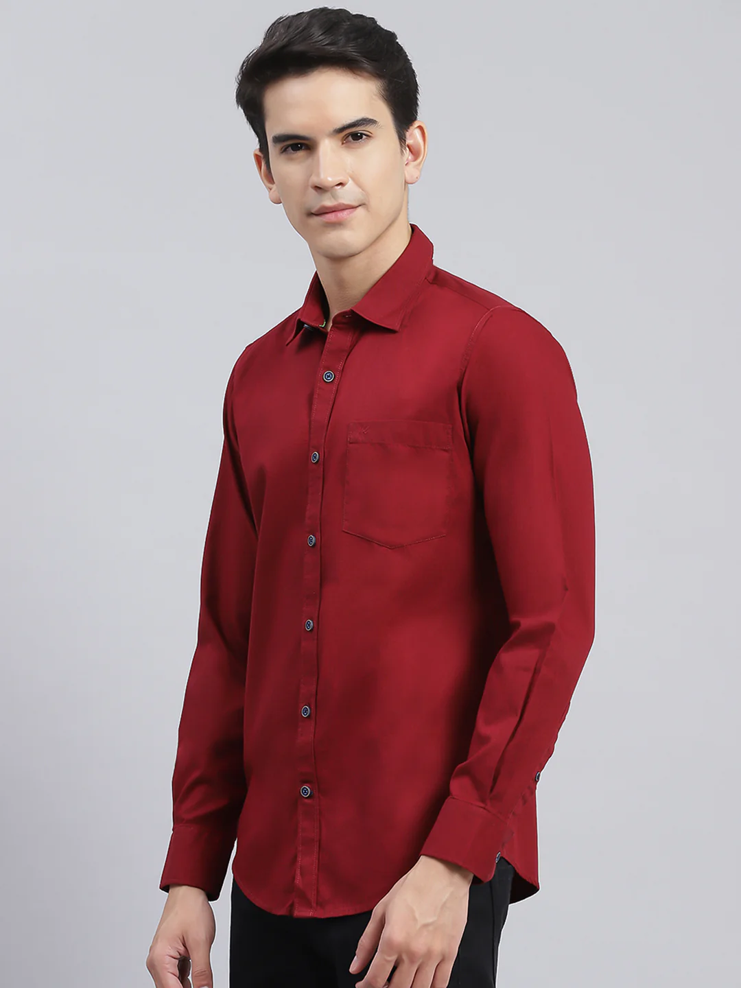 Men Maroon Solid Pure Cotton Shirt - Image 4