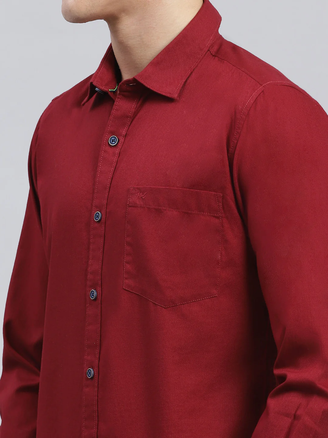 Men Maroon Solid Pure Cotton Shirt - Image 6
