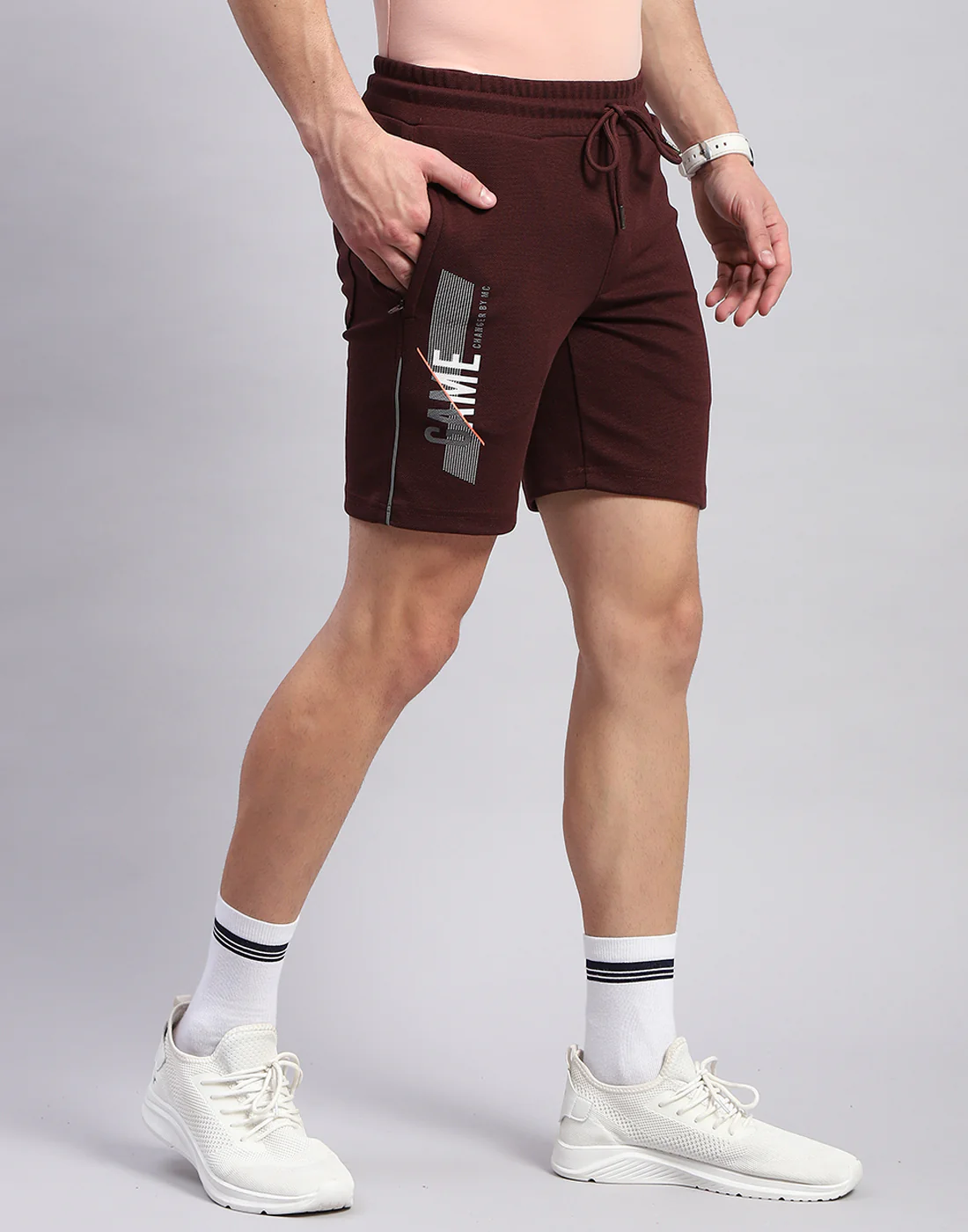 Men Maroon Solid Regular Fit Bermuda - Image 4