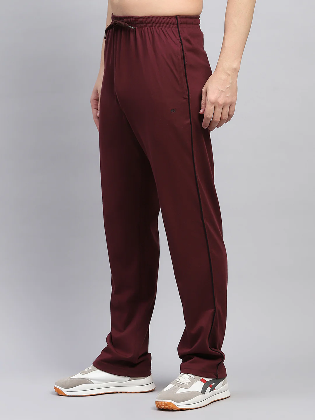 Men Maroon Solid Regular Fit Lower - Image 3