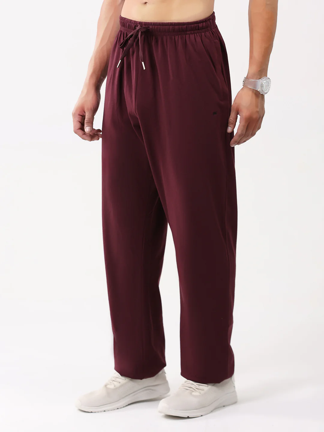 Men Maroon Solid Regular Fit Lower - Image 3