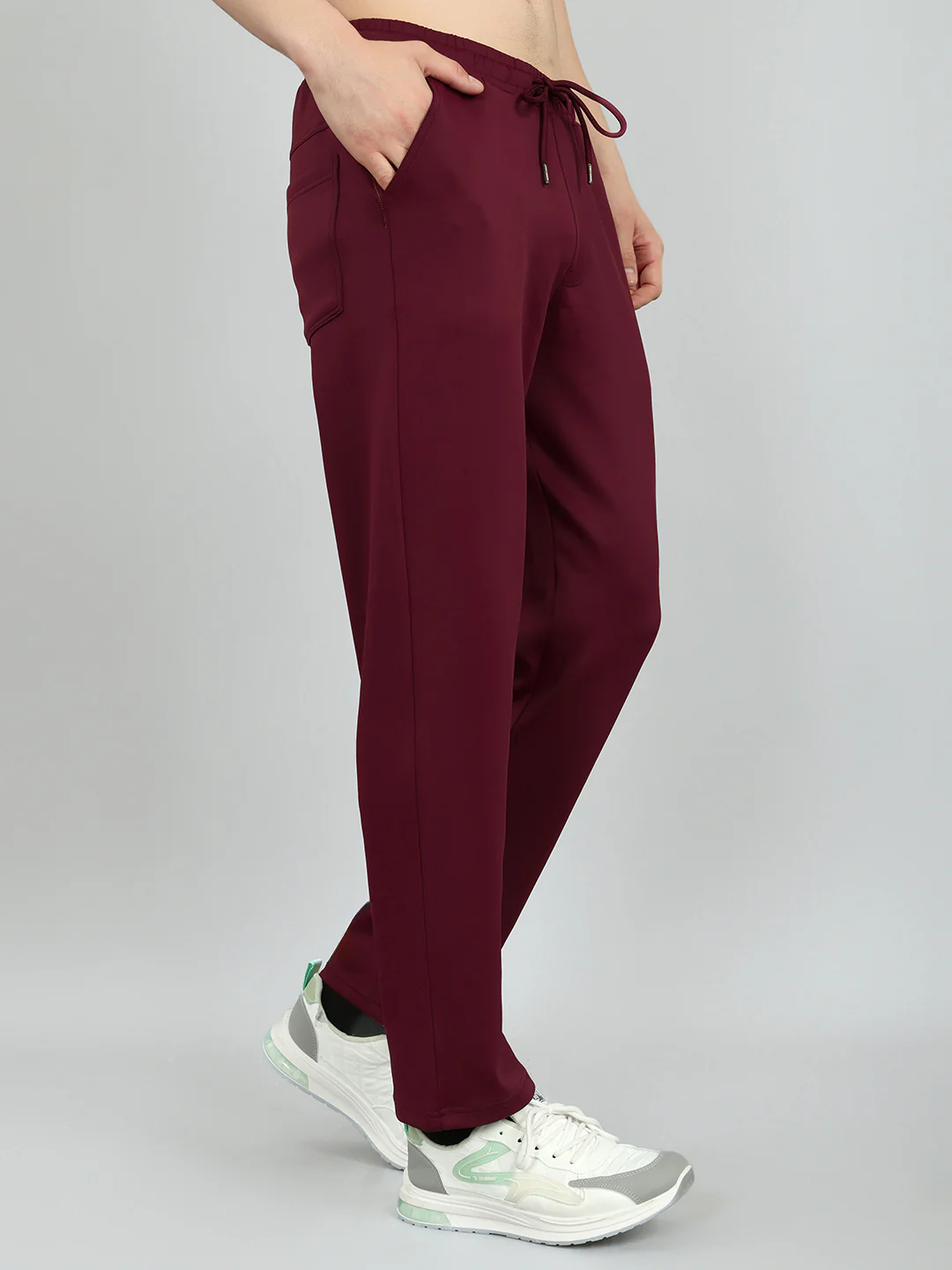Men Maroon Solid Regular Fit Lower - Image 3
