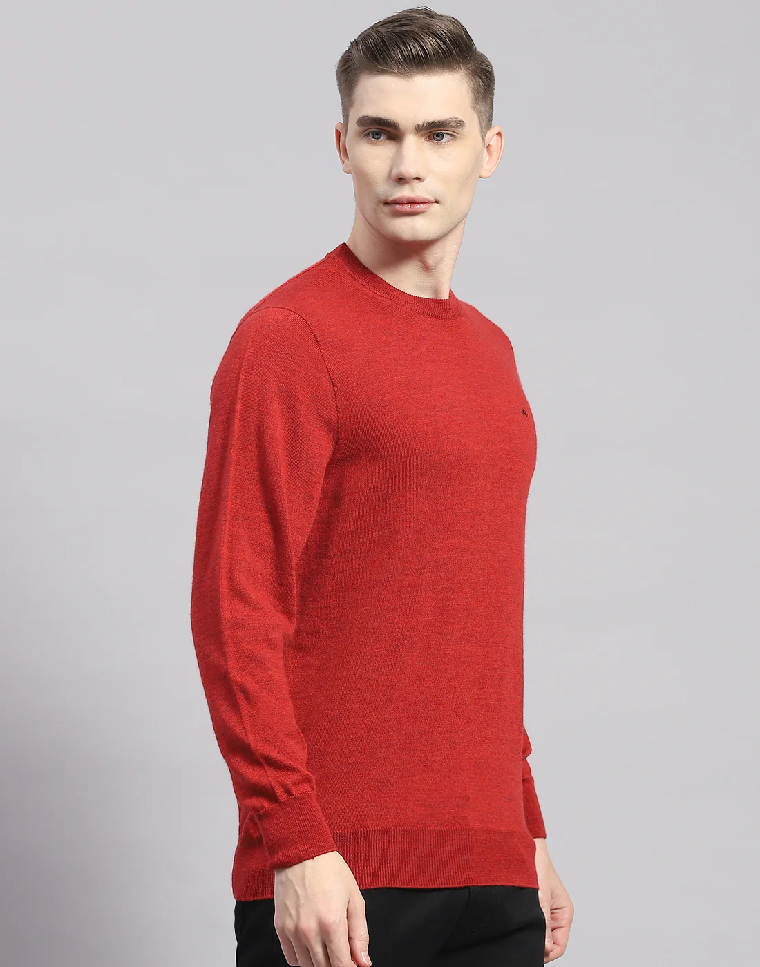 Men Maroon Solid Round Neck Full Sleeve Pullover - Image 4