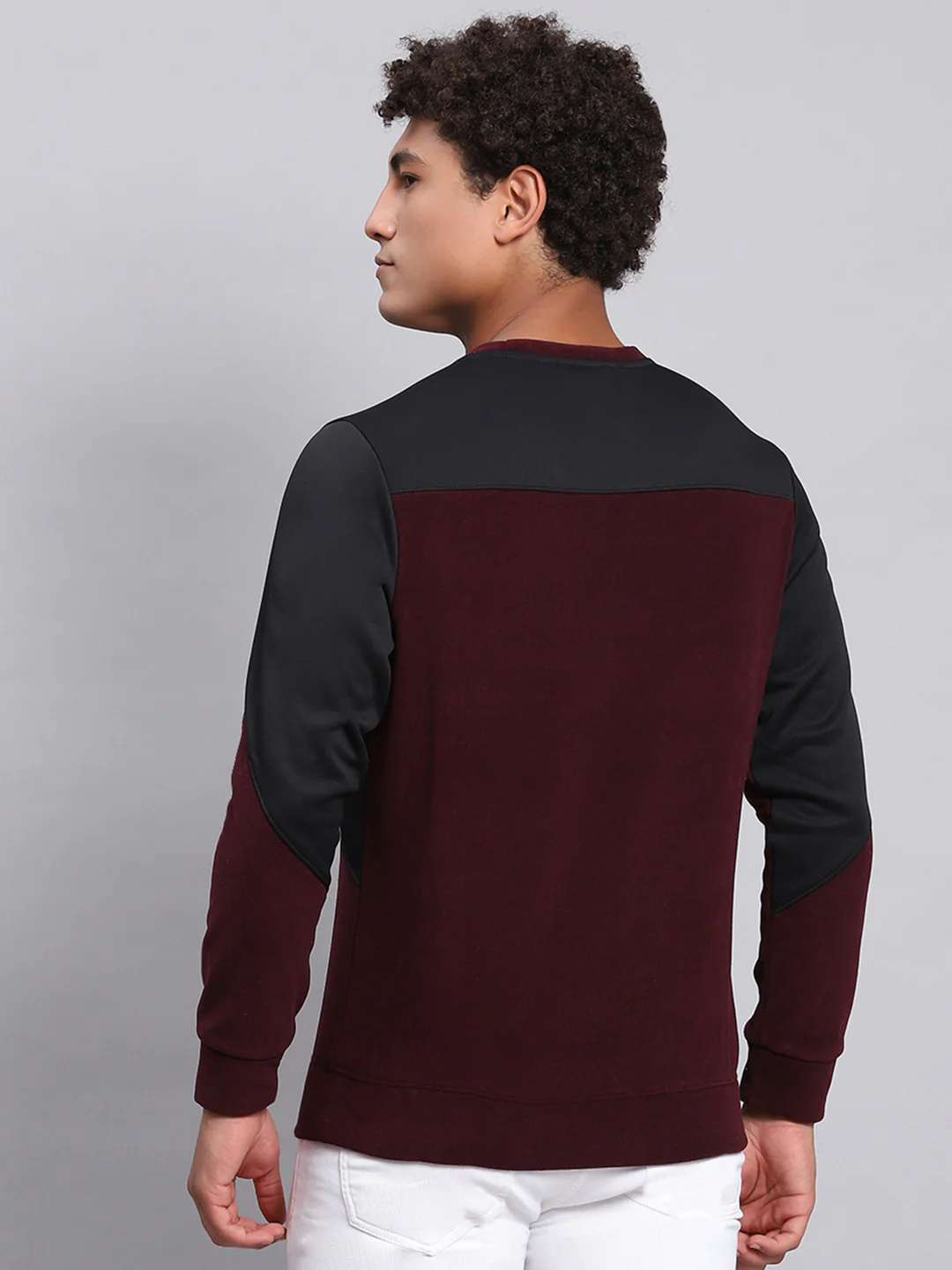 Rock.it Men Maroon Solid Round Neck Full Sleeve Sweatshirt - Image 5