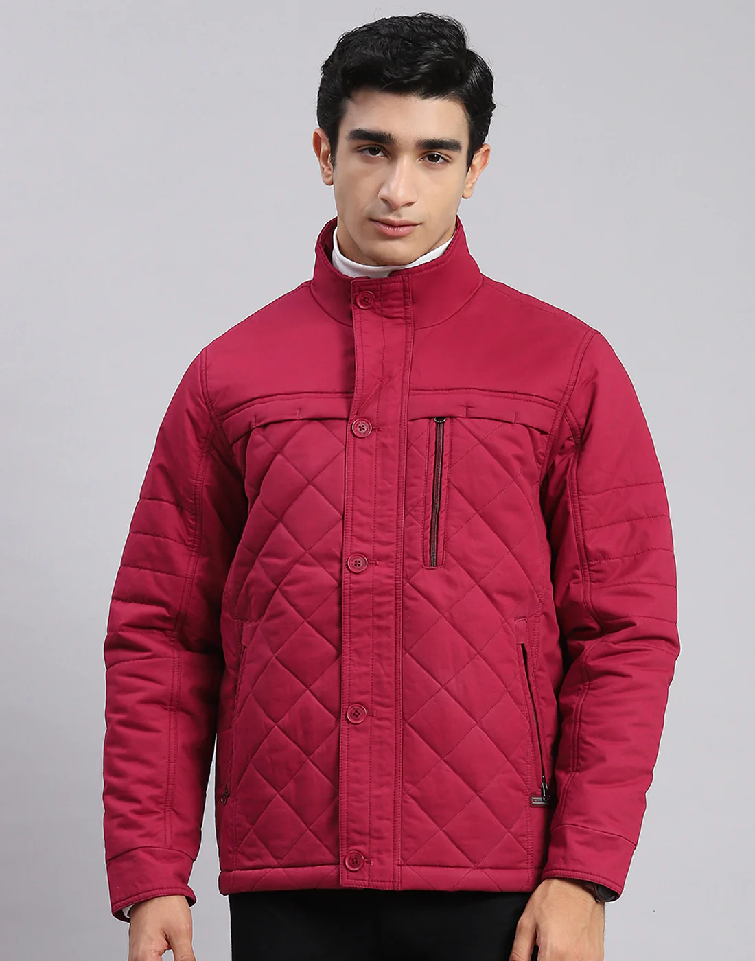 Men Maroon Solid Spread Collar Full Sleeve Jackets - Image 2