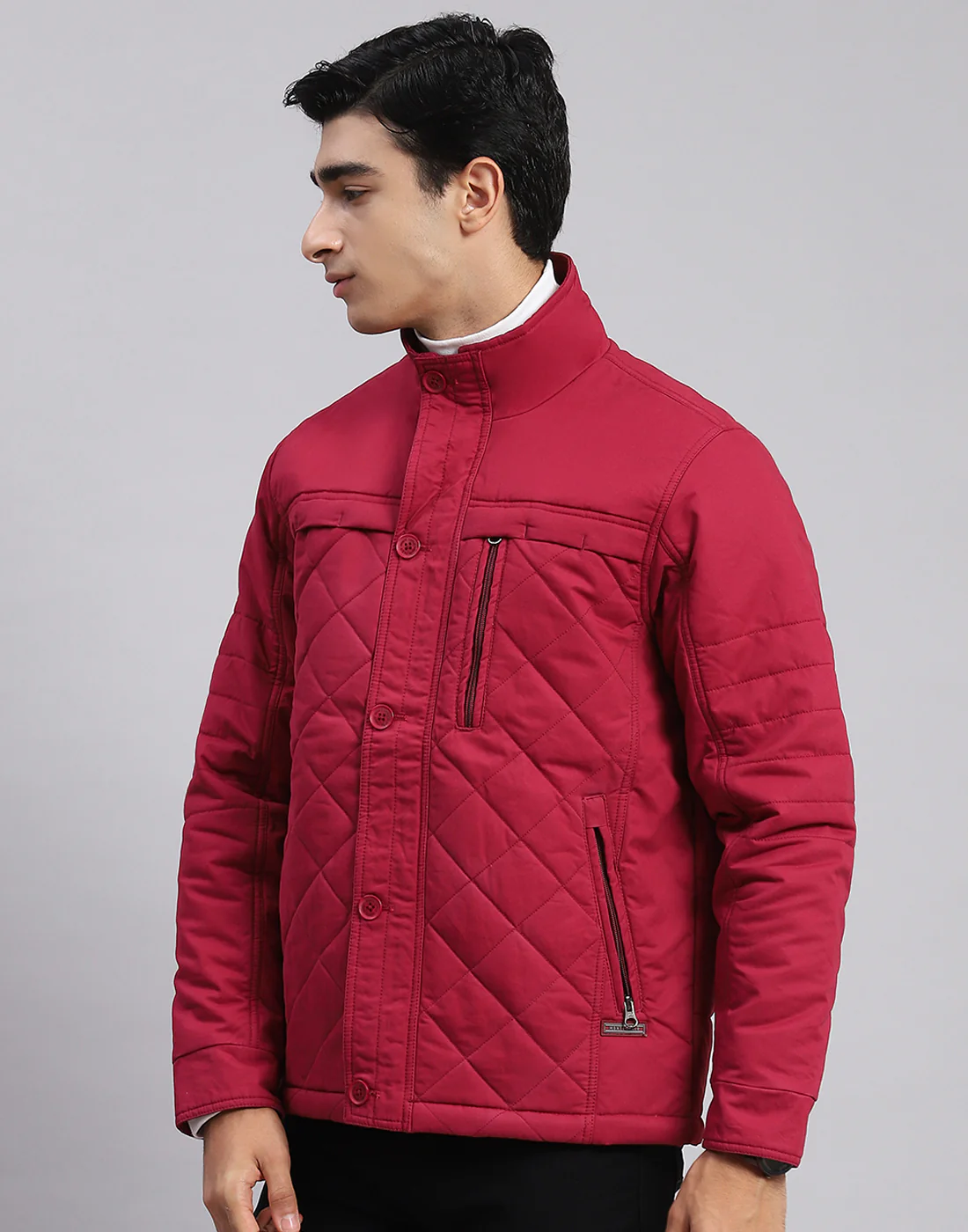 Men Maroon Solid Spread Collar Full Sleeve Jackets - Image 3