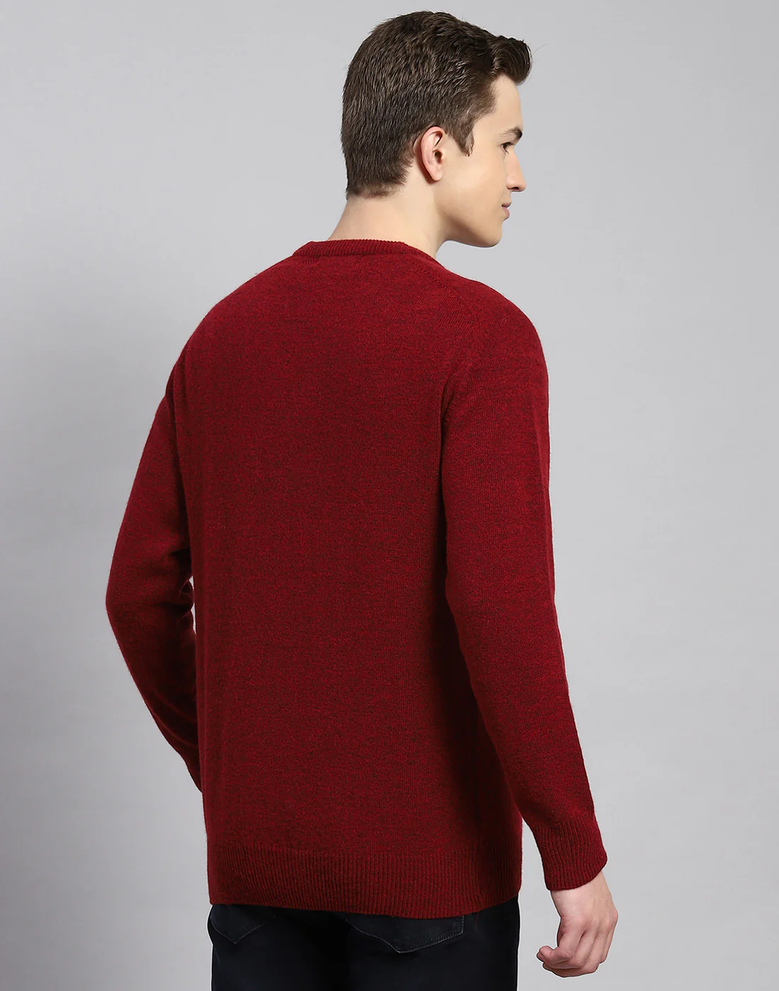 Men Maroon Solid V Neck Full Sleeve Pullover - Image 5