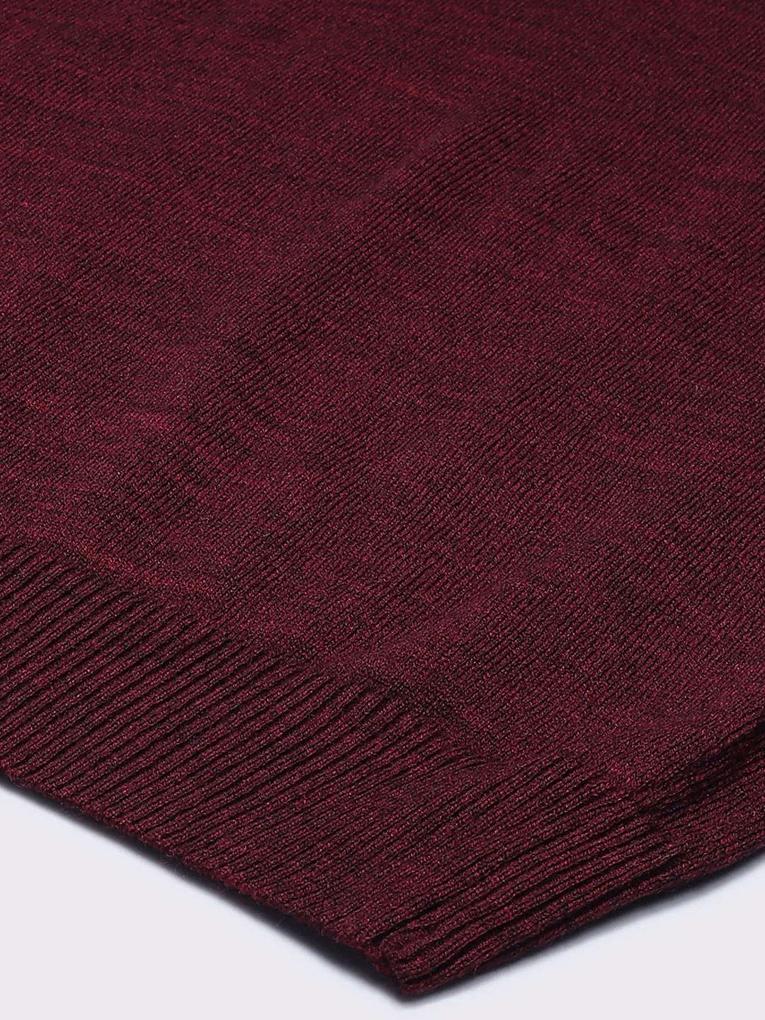 Men Maroon Solid V Neck Full Sleeve Pullover - Image 8