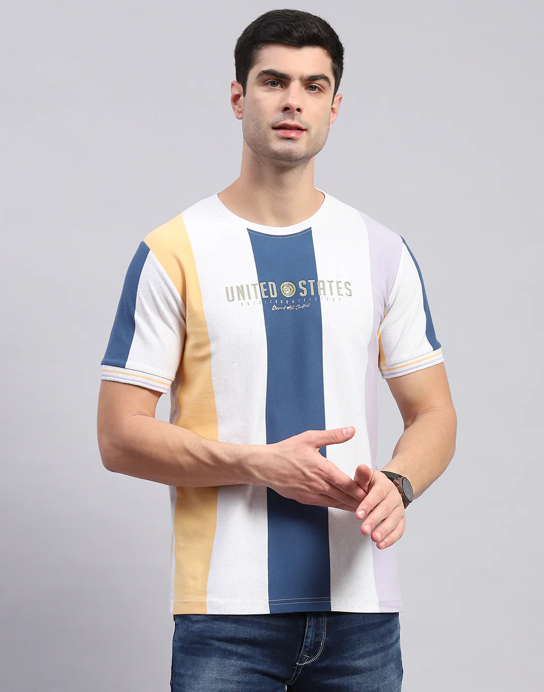 Men Multi Color Printed Round Neck Half Sleeve T-Shirt - Image 3