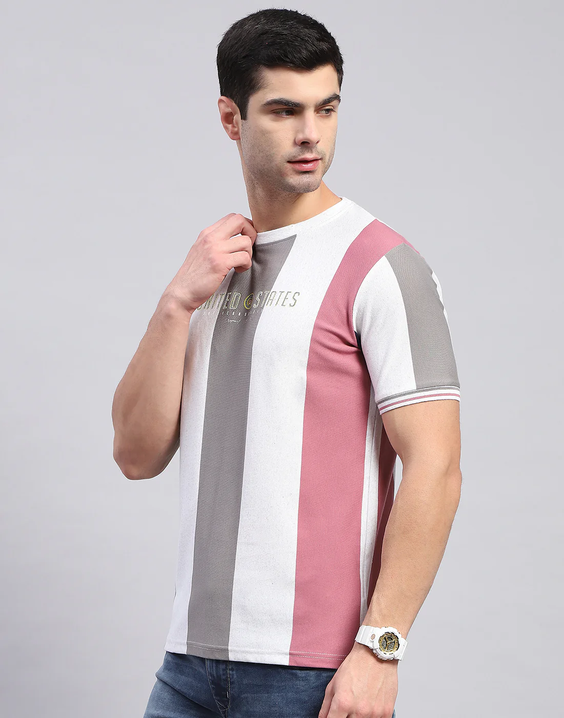 Men Multi Color Printed Round Neck Half Sleeve T-Shirt - Image 3