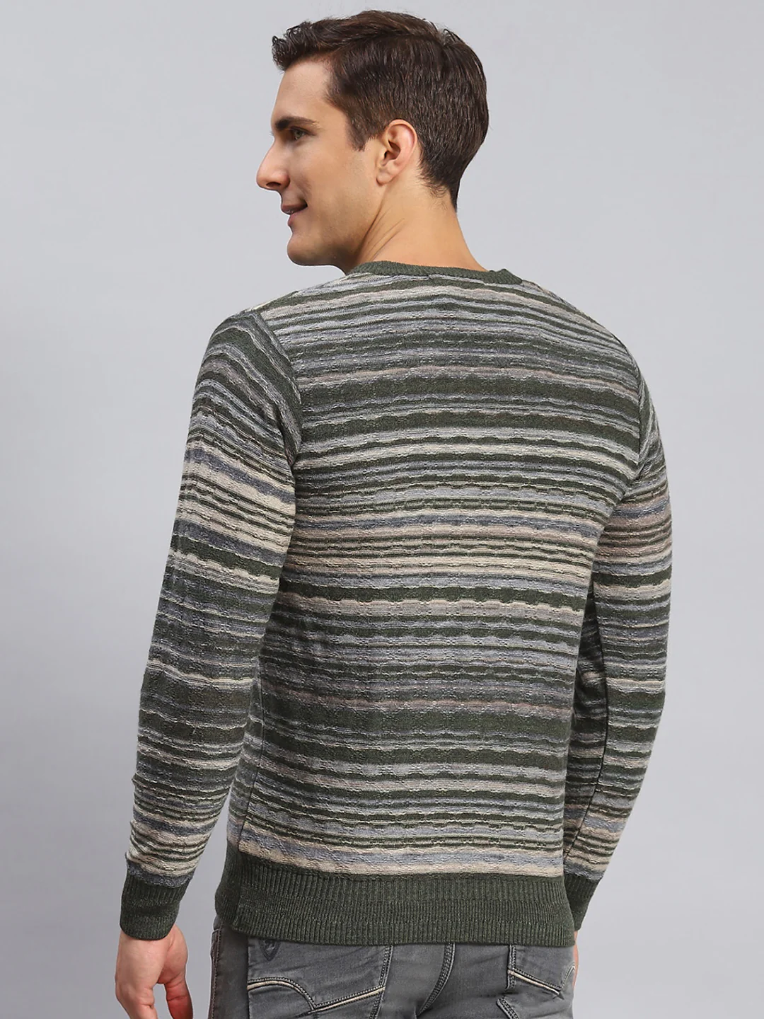Men Multicolor Self Design V Neck Full Sleeve Sweaters/Pullovers - Image 5