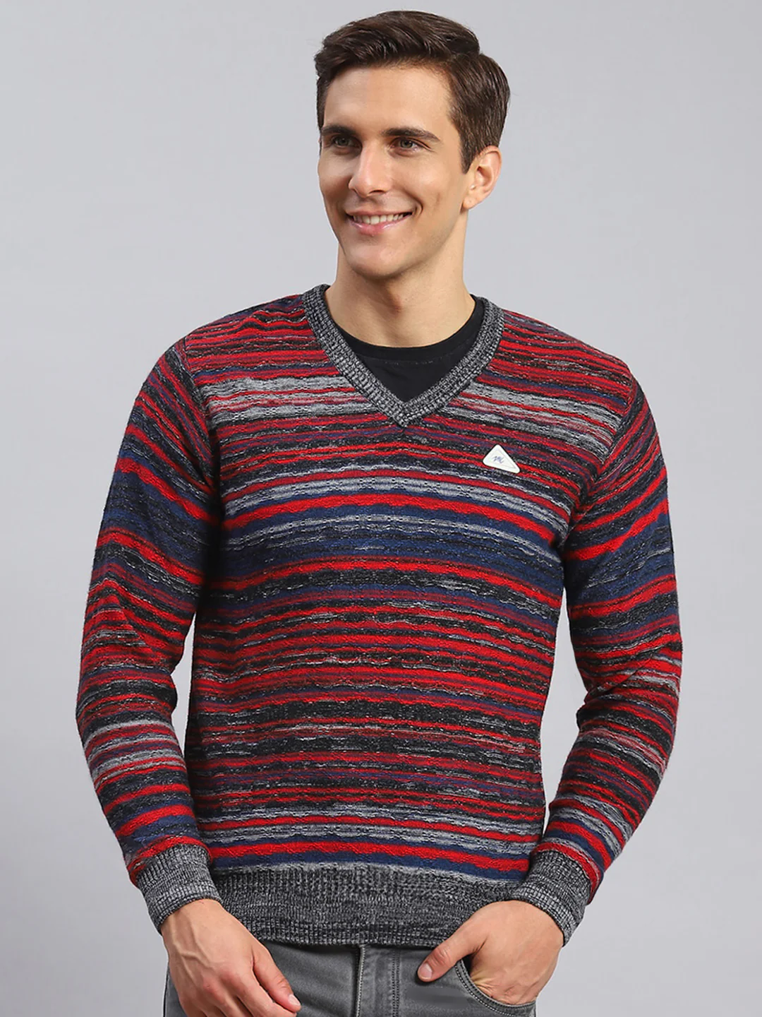 Men Multicolor Jaquard Wool blend Pullover - Image 2