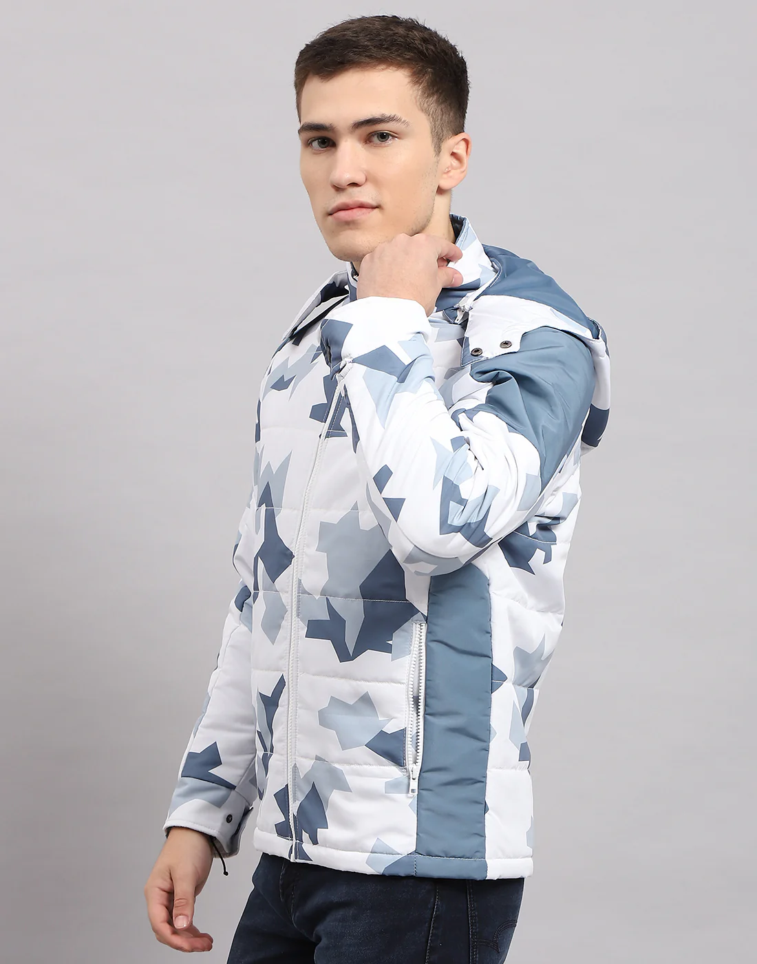 Men Multicolor Printed Hooded Full Sleeve Jacket - Image 4