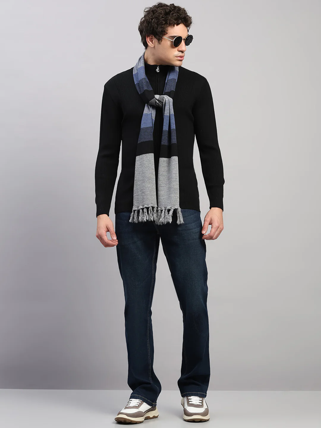 Men Multicolor Printed Pure Wool Muffler - Image 5