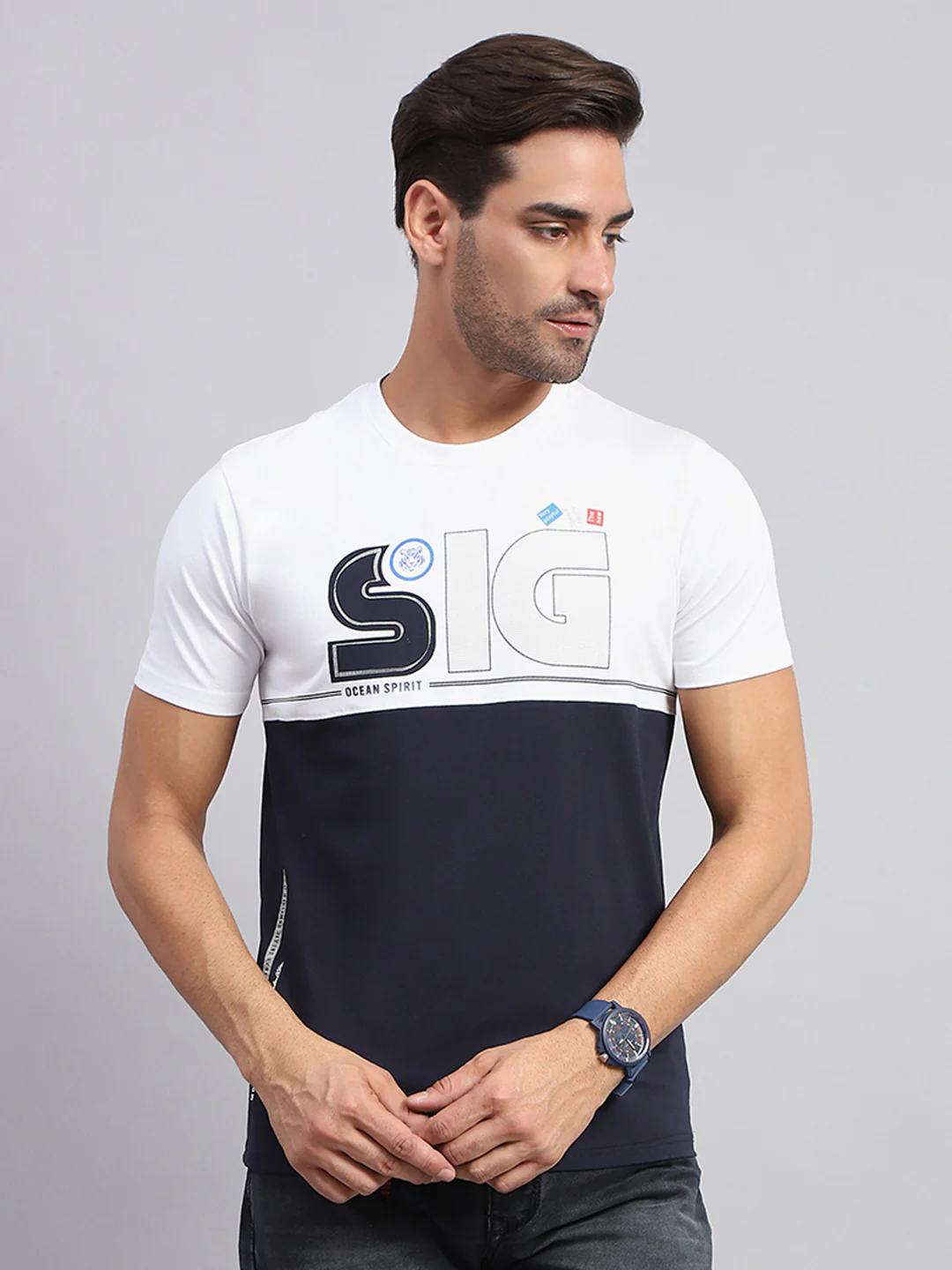 Men Multicolor Printed Round Neck Half Sleeve T-Shirt - Image 2
