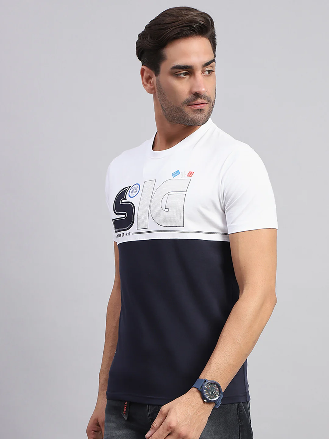 Men Multicolor Printed Round Neck Half Sleeve T-Shirt - Image 3