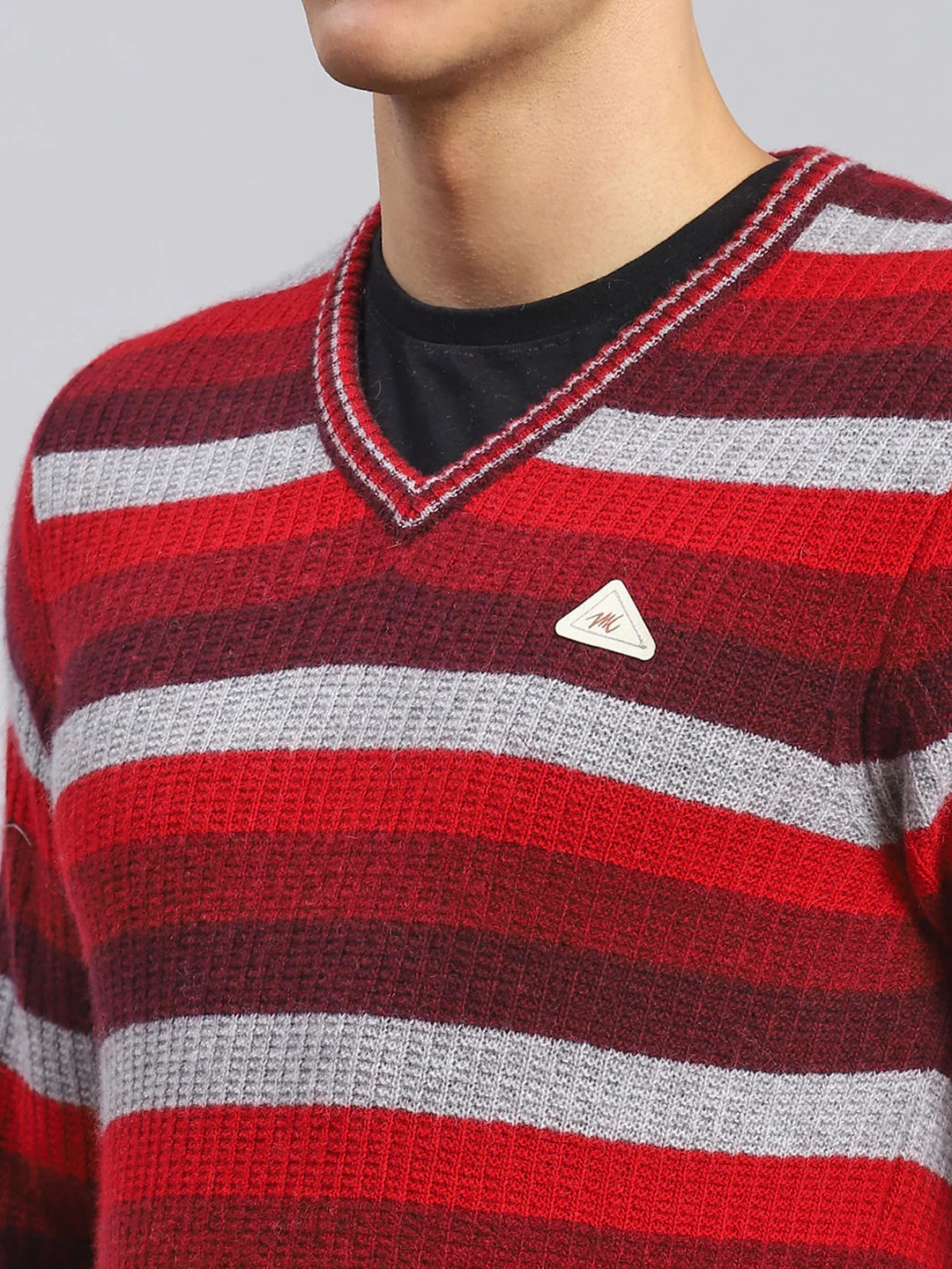 Men Multicolor Self Design Lamb wool Pullover - Image 6