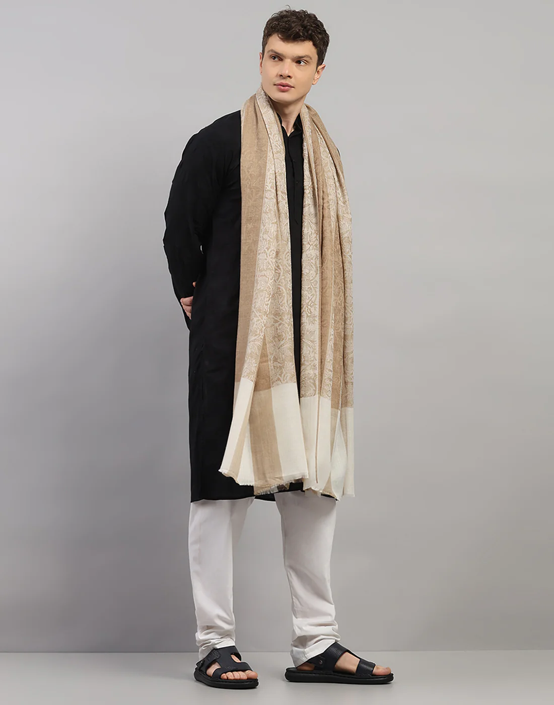 Men Multicolor Self Design   Lohi Shawl - Image 3