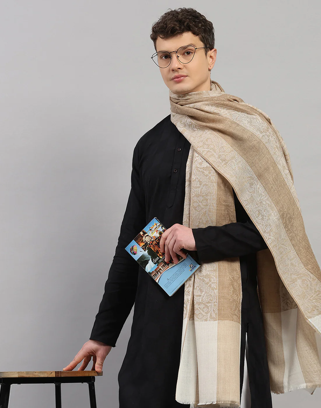 Men Multicolor Self Design   Lohi Shawl - Image 6