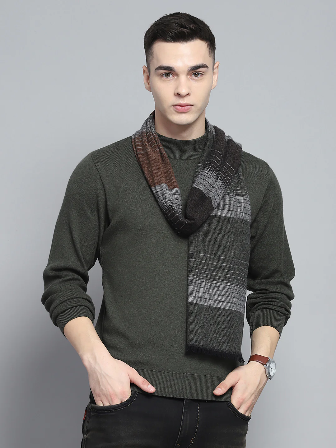 Men Multicolor Self Design Muffler - Image 5