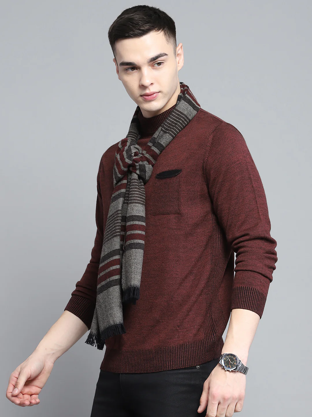 Men Multicolor Self Design Muffler - Image 3