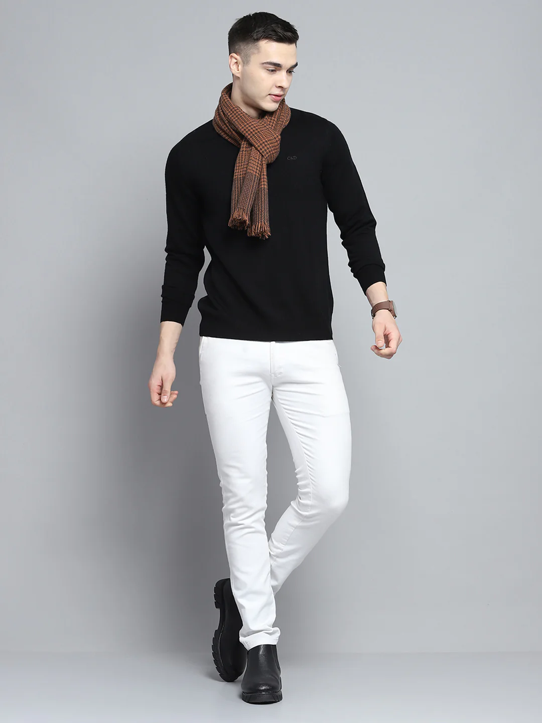 Men Multicolor Self Design Muffler - Image 2