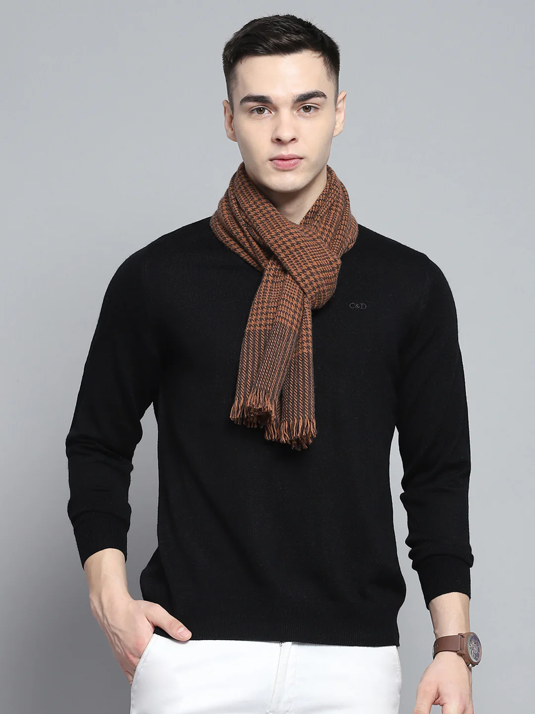 Men Multicolor Self Design Muffler - Image 5
