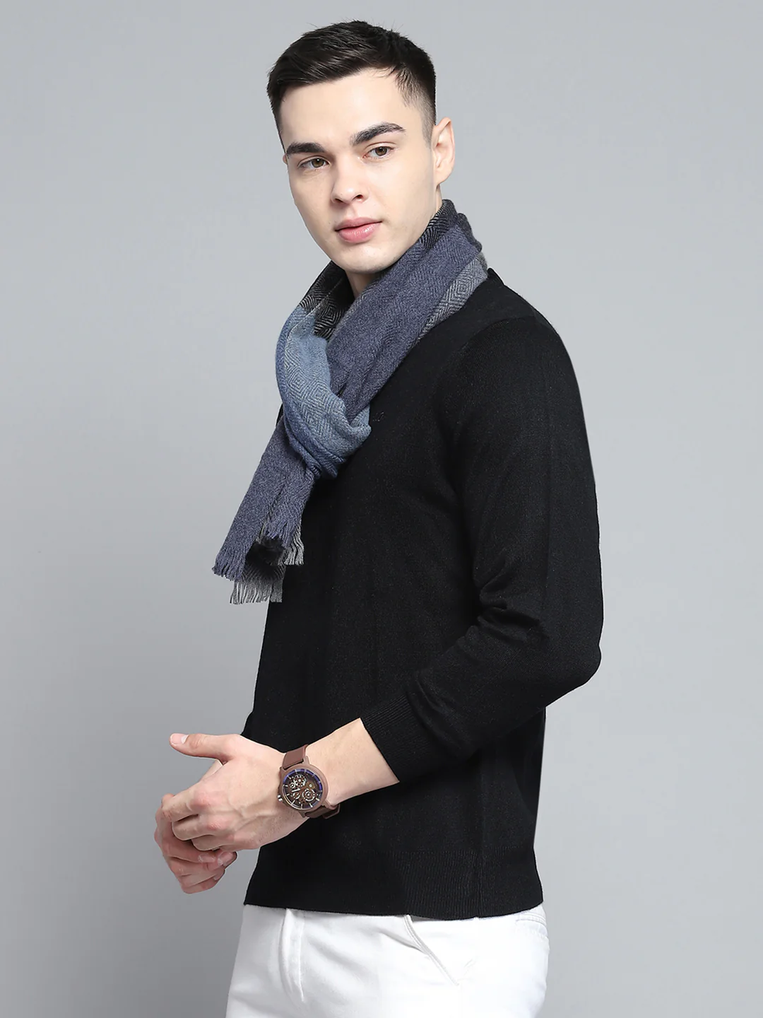 Men Multicolor Self Design Muffler - Image 3