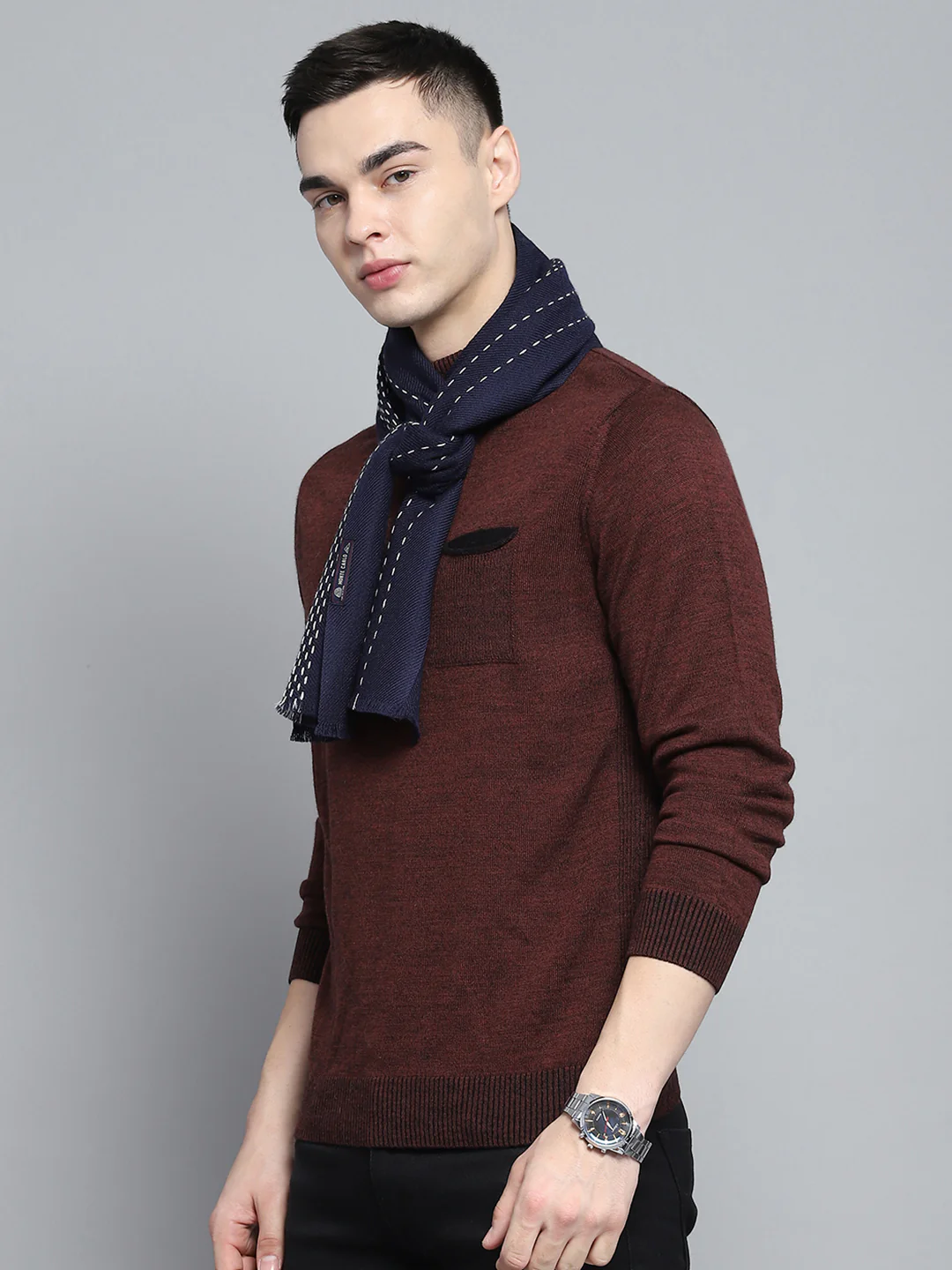 Men Multicolor Self Design Muffler - Image 3