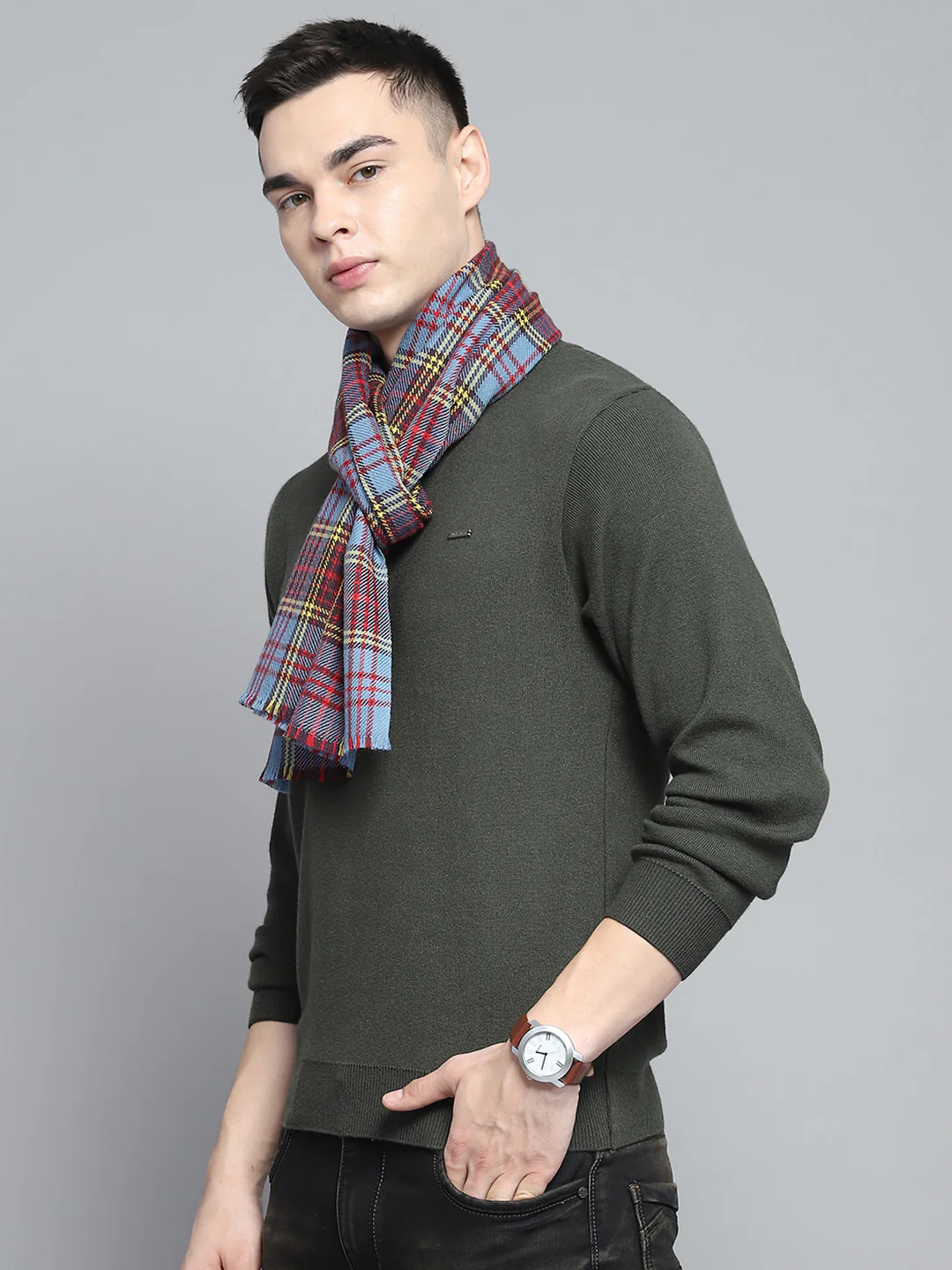 Men Multicolor Self Design Muffler - Image 3