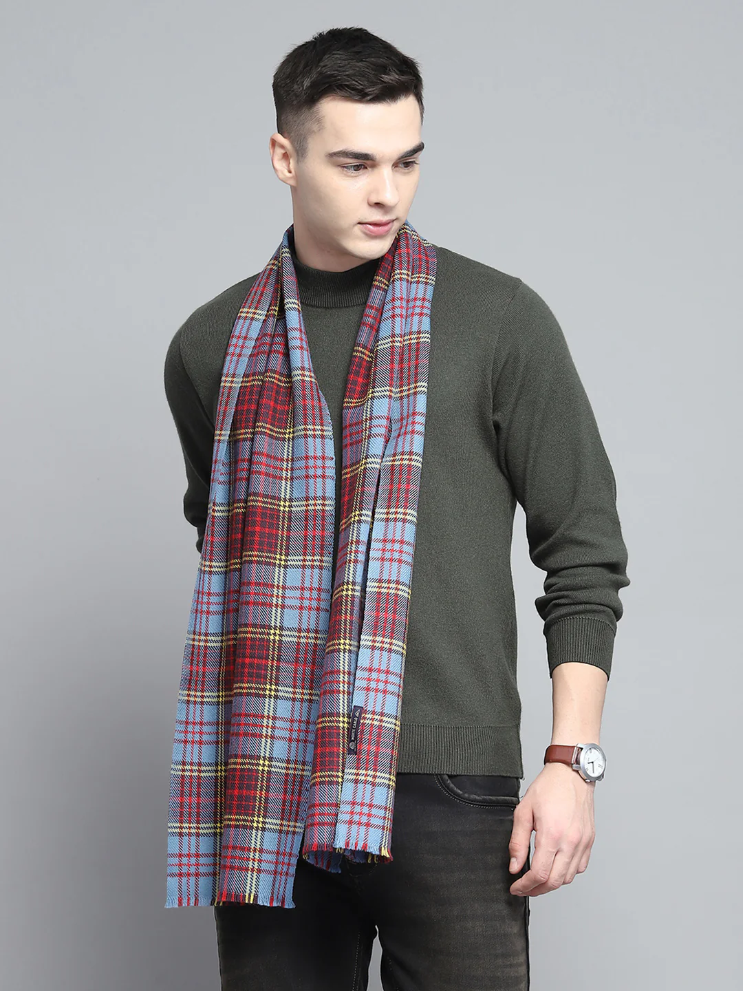 Men Multicolor Self Design Muffler - Image 5