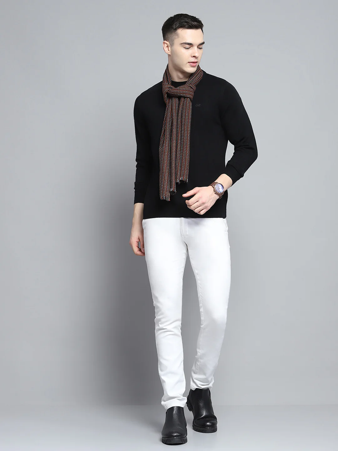 Men Multicolor Self Design Muffler - Image 2