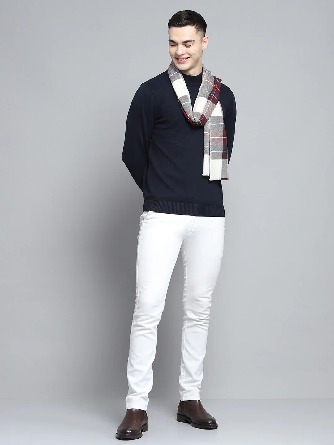 Men Multicolor Self Design Muffler - Image 2