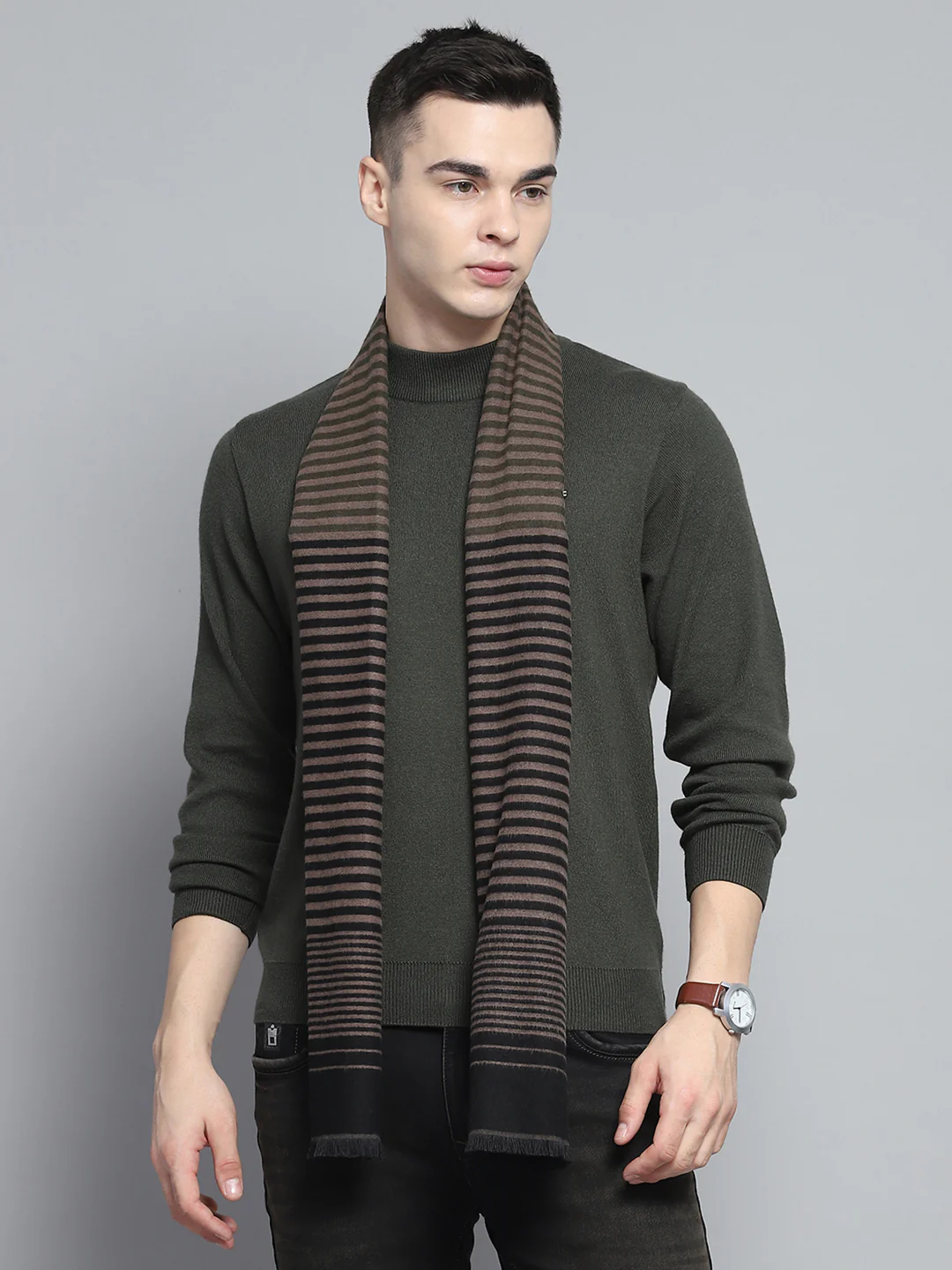 Men Multicolor Self Design Muffler - Image 5