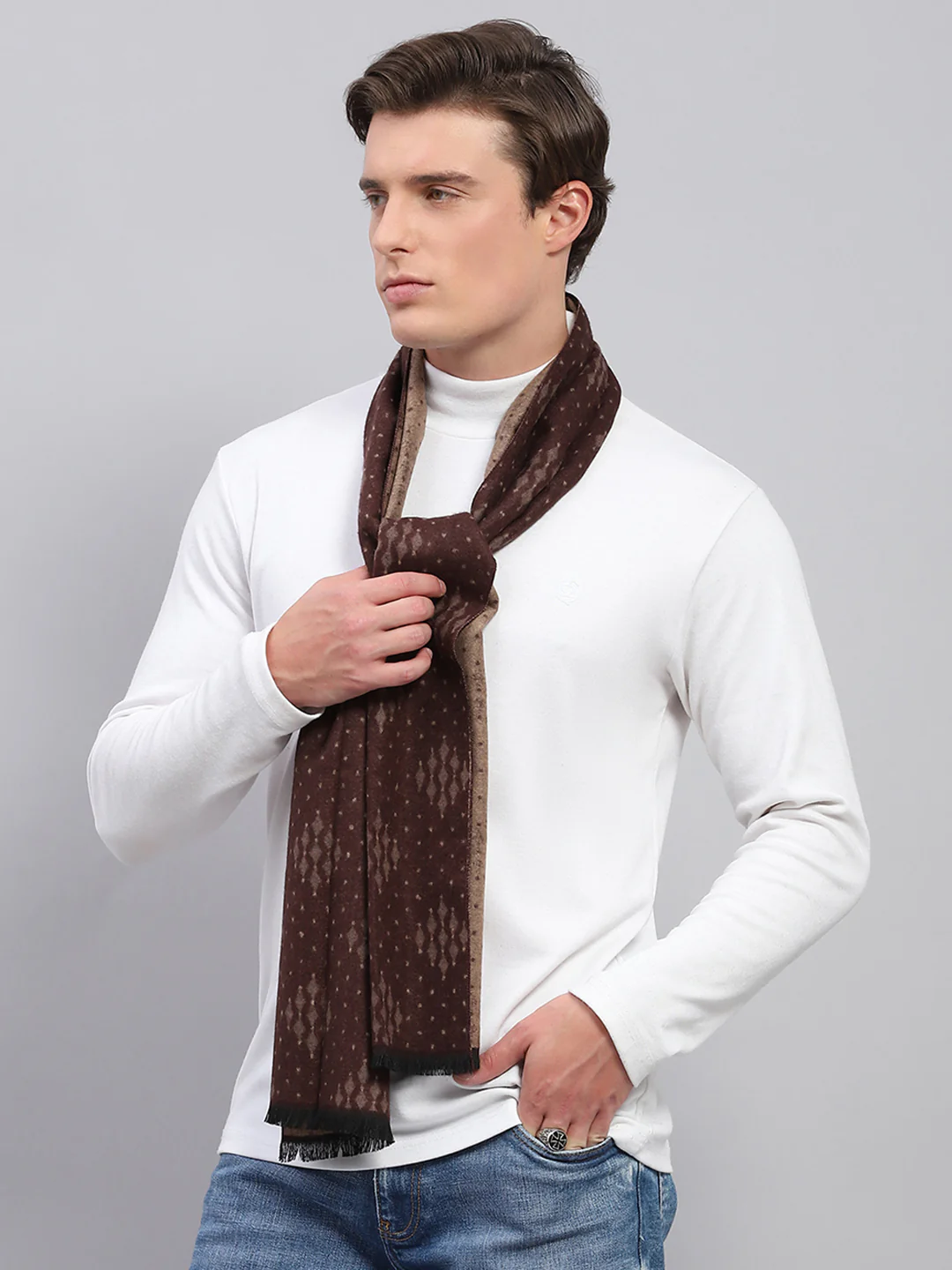 Men Multicolor Self Design Muffler - Image 3