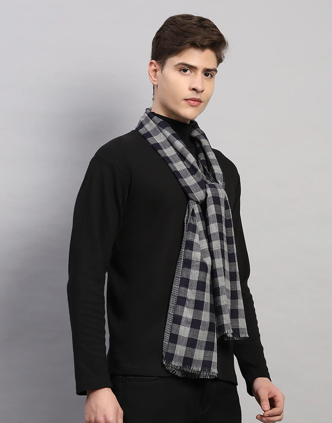 Men Multicolor Self Design Wool Muffler - Image 3