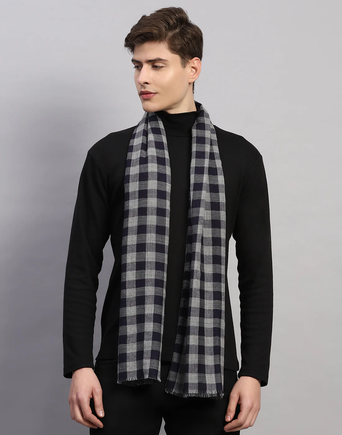 Men Multicolor Self Design Wool Muffler - Image 4