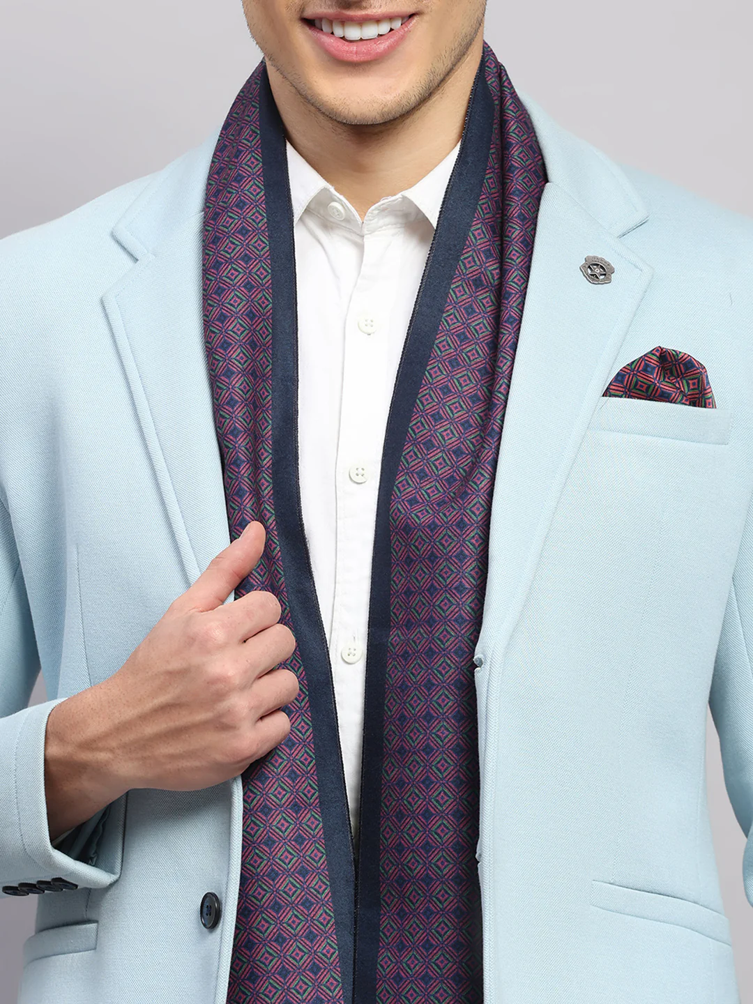 Men Multicolor Self Design Wool Muffler - Image 4