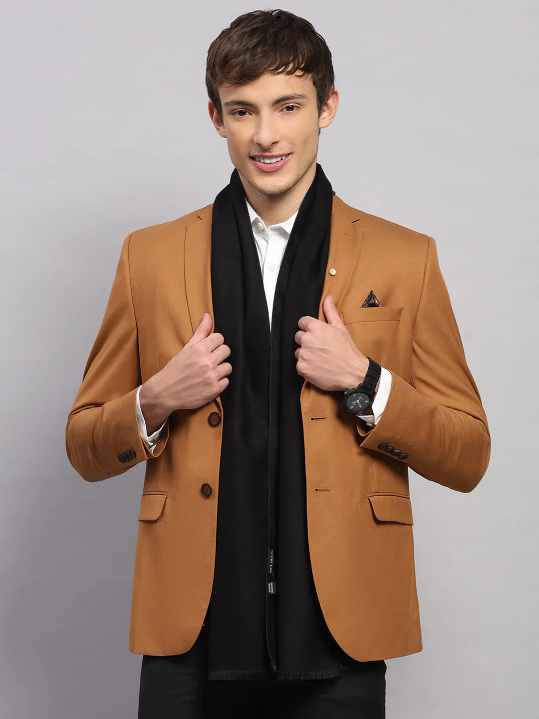 Men Multicolor Self Design Wool Muffler - Image 4
