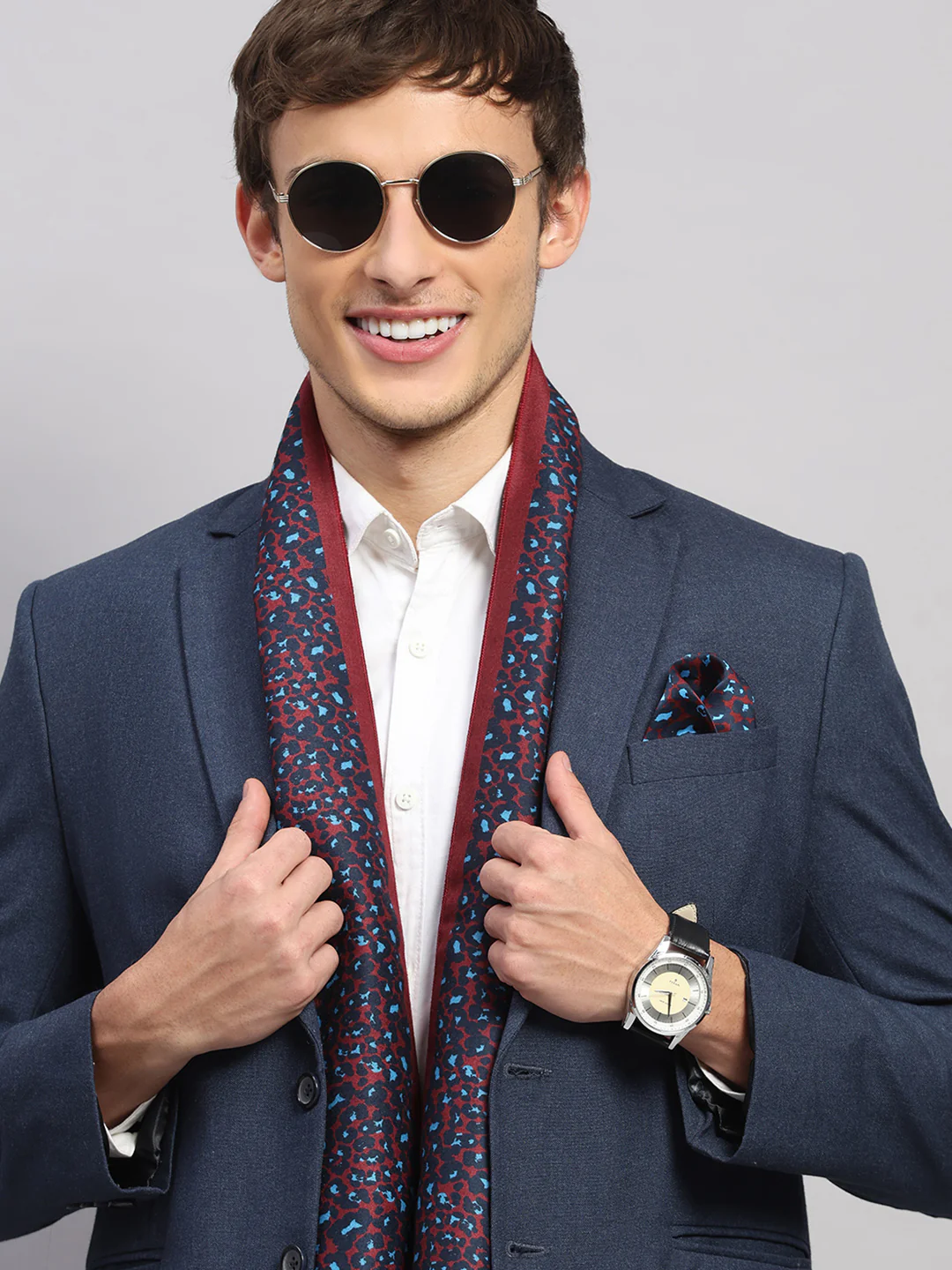 Men Multicolor Self Design Wool Muffler - Image 4