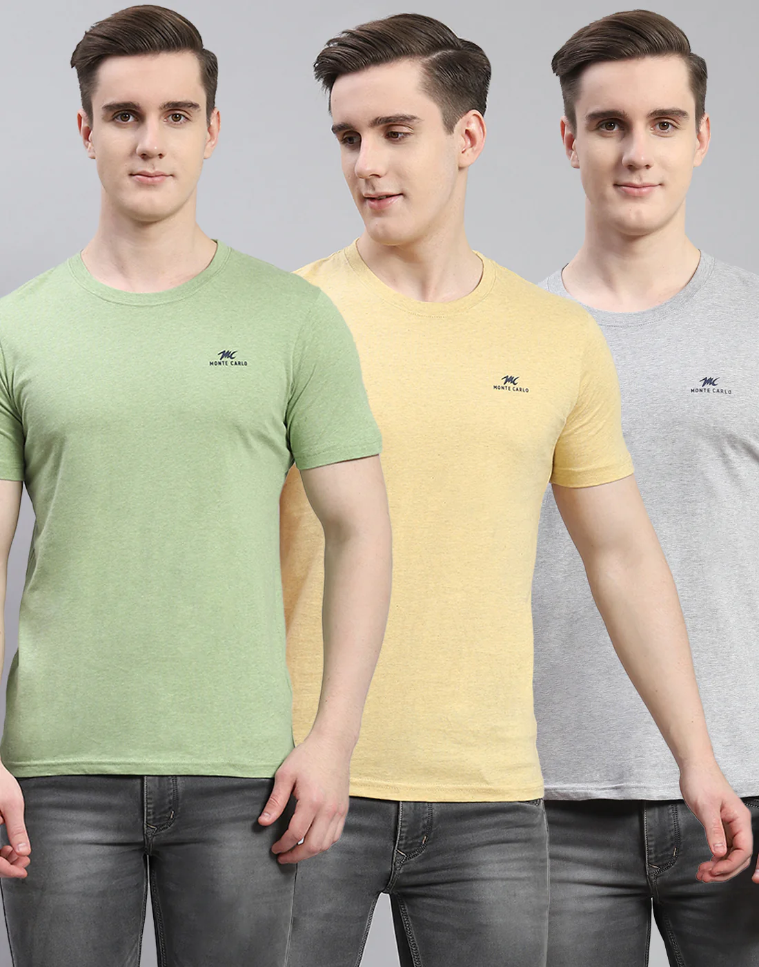 Men Multicolor Solid Round Neck Half Sleeve T-Shirt - Image 2