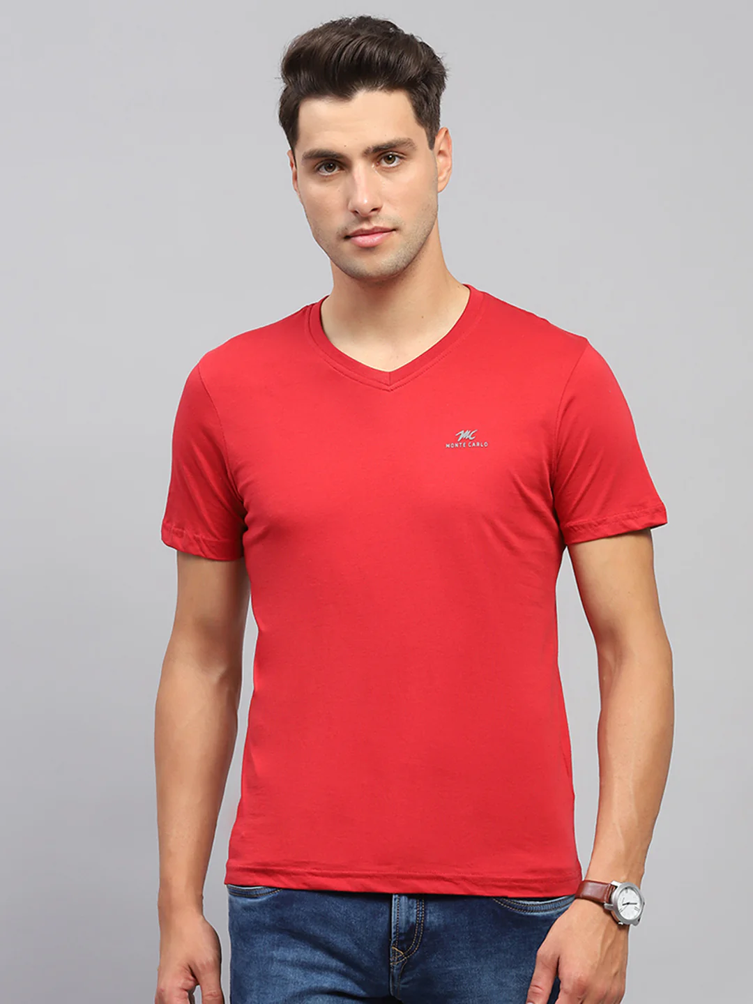 Men Multicolor Solid V Neck Half Sleeve T-Shirt (Pack of 3) - Image 3