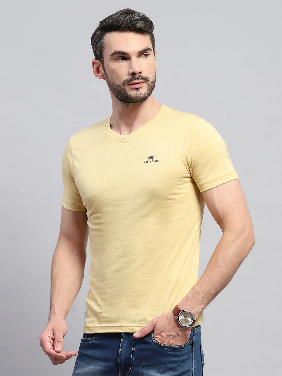 Men Multicolor Solid V Neck Half Sleeve T-Shirt (Pack of 3) - Image 12