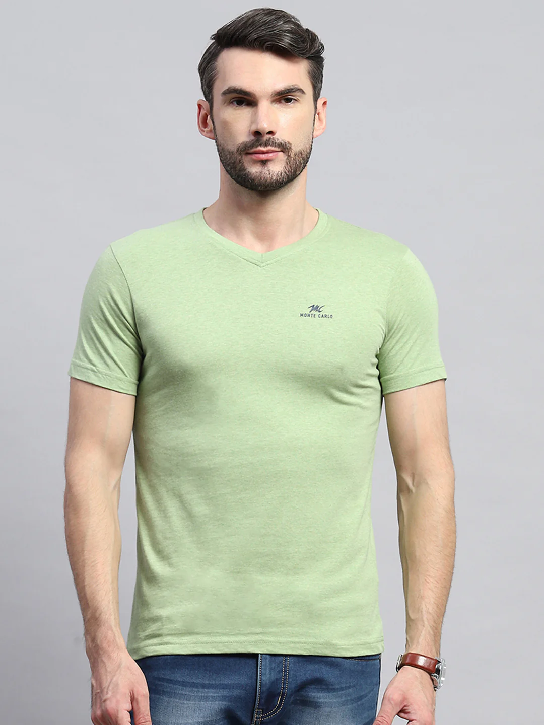 Men Multicolor Solid V Neck Half Sleeve T-Shirt (Pack of 3) - Image 3