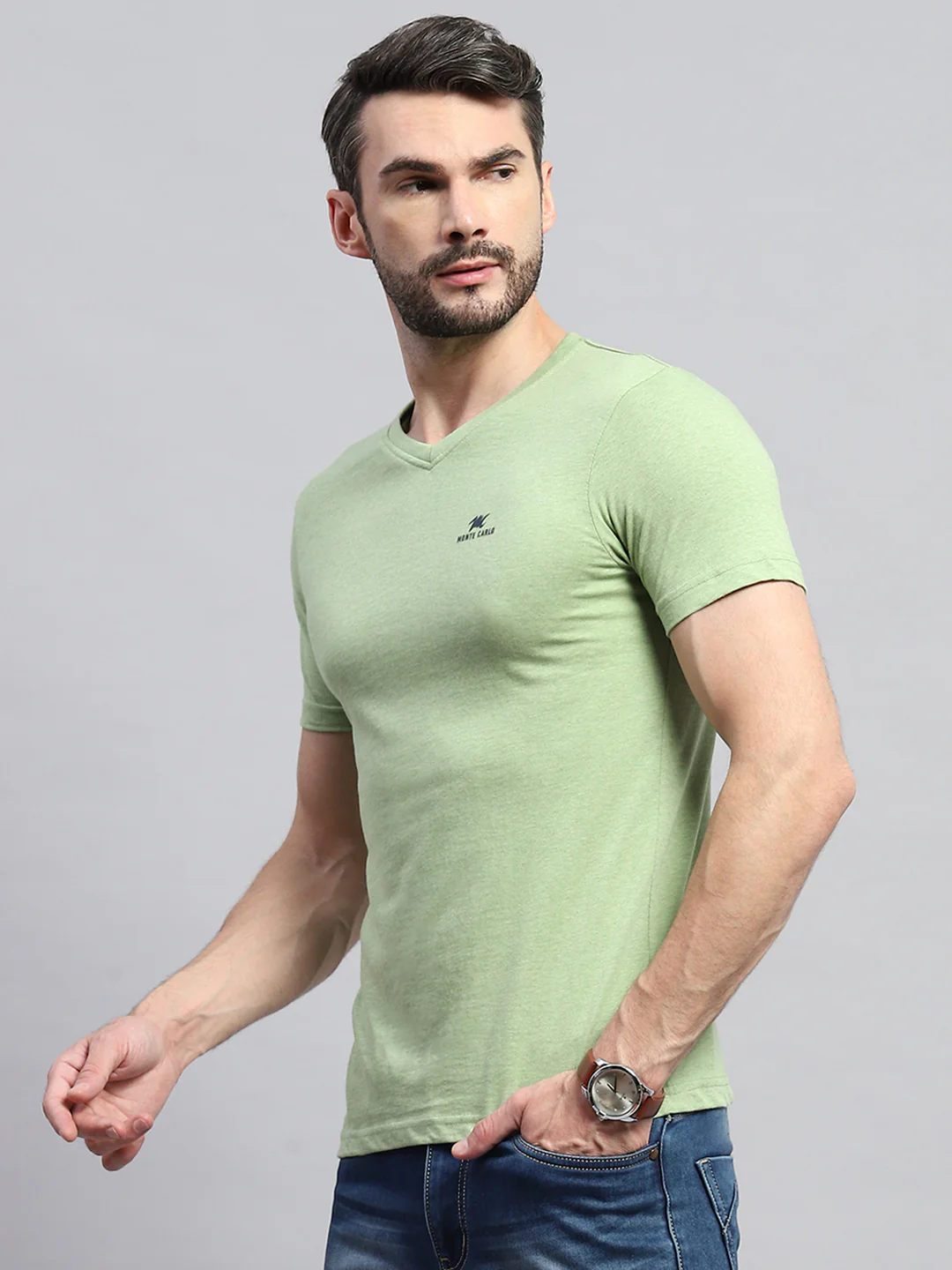 Men Multicolor Solid V Neck Half Sleeve T-Shirt (Pack of 3) - Image 4