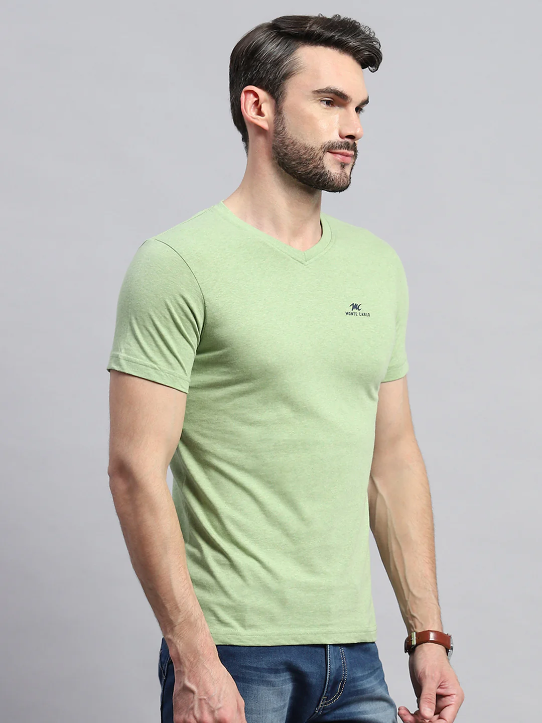 Men Multicolor Solid V Neck Half Sleeve T-Shirt (Pack of 3) - Image 5