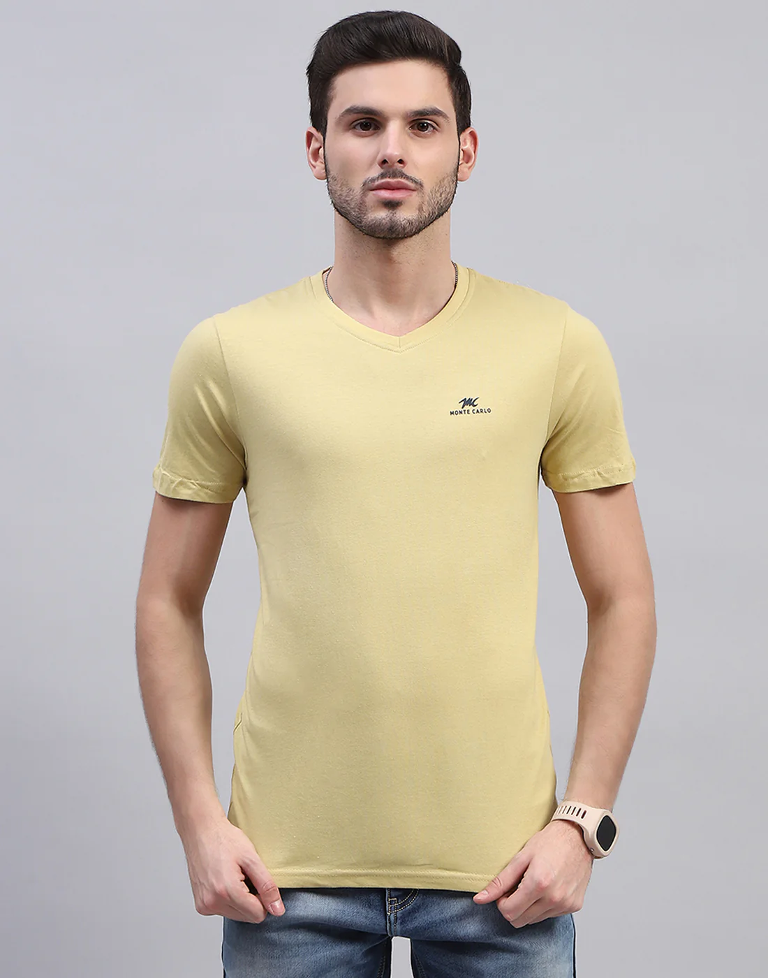 Men Multicolor Solid V Neck Half Sleeve T-Shirt (Pack of 3) - Image 4