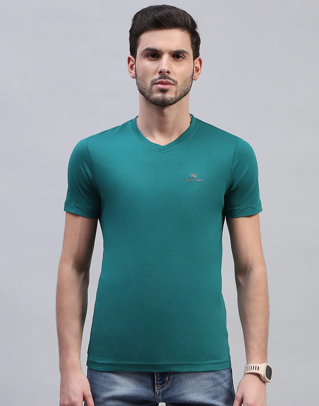 Men Multicolor Solid V Neck Half Sleeve T-Shirt (Pack of 3) - Image 11
