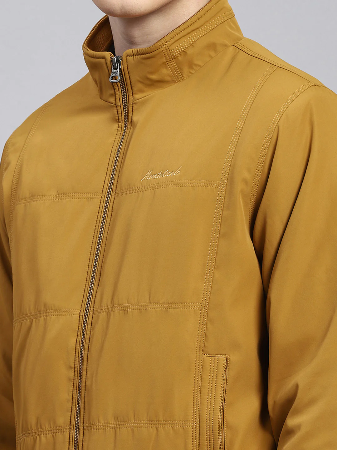 Men Mustard Plain Jacket - Image 6